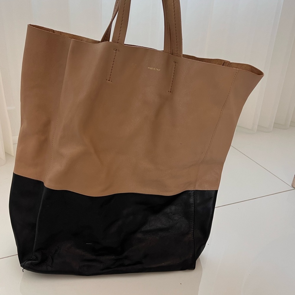 Woman’s Celine  tan and black color block hobo bag